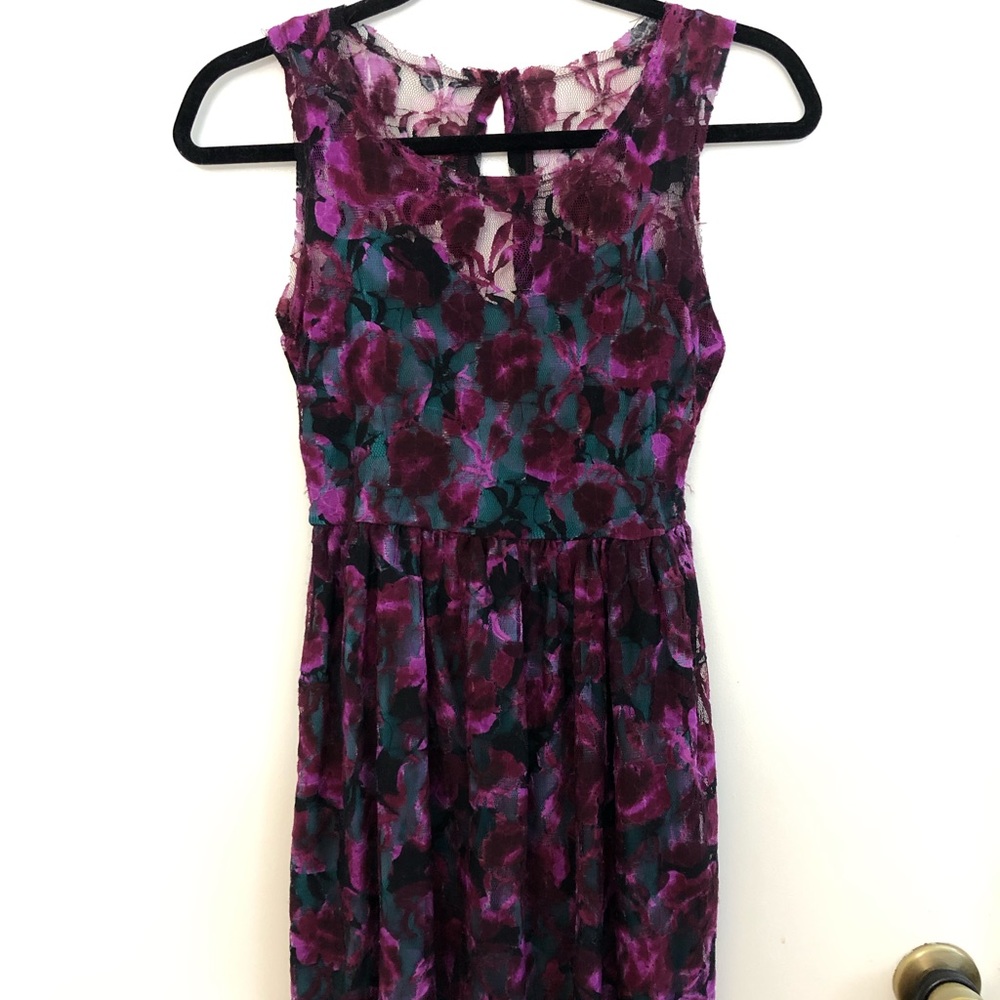 Fuchsia & Teal Lace Dress URBAN Outfitters Size XS